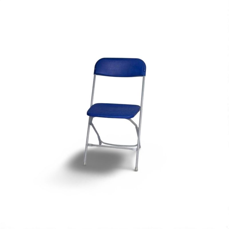 Folding Chair - metal frame with blue seat