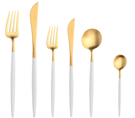Table Knife - White and Gold